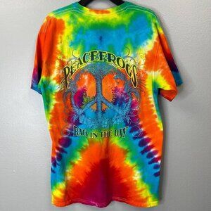 Peace Frogs‎ Shirt Mens Medium Tie Dye Graphic Back In The Day Short Sleeve Crew
